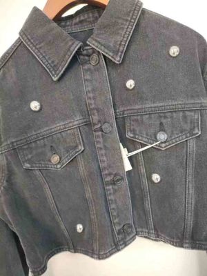 Vintage Elegancja Skrócona kurtka Denim Modny Edgy Look Na Różne Stroje