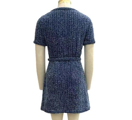 Teksturowane Tweed Płytkowe Jeans suknia dla eleganckiego stylu wintage