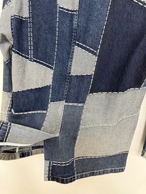 Trendy Jacquard Elements Denim Blazer dla odważnego i stylowego wyglądu